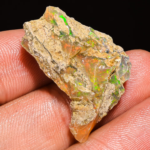 100% Natural Welo Fire Ethiopian Opal Rough Loose Gemstone 27X15X9 MM 14.5 Cts. Sunkarton
