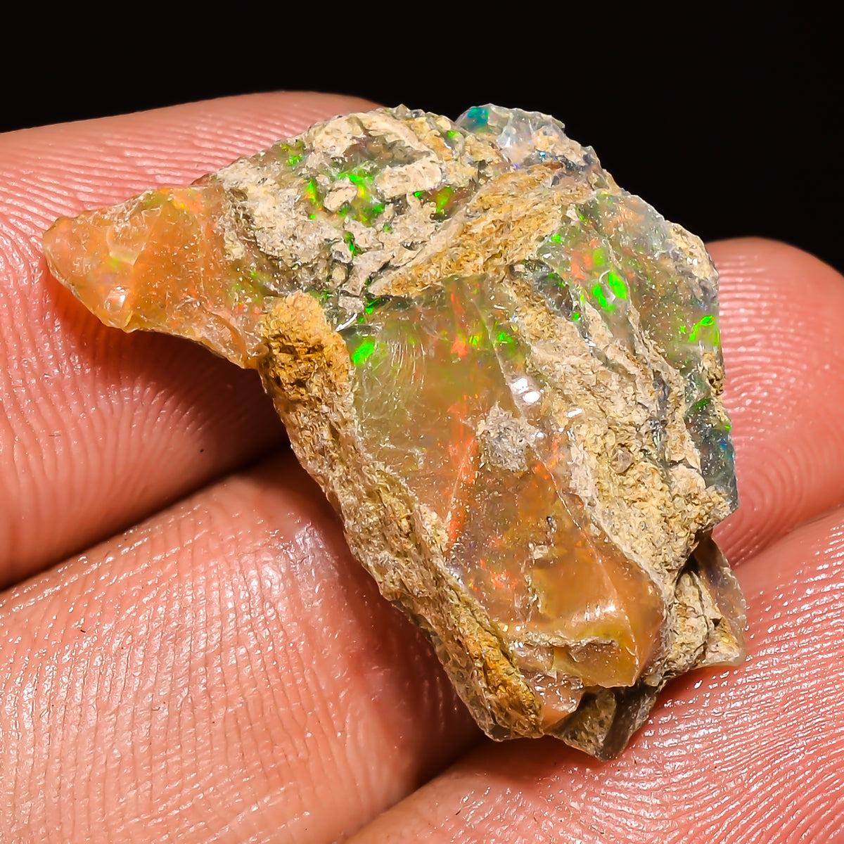 100% Natural Welo Fire Ethiopian Opal Rough Loose Gemstone 27X15X9 MM 14.5 Cts. Sunkarton
