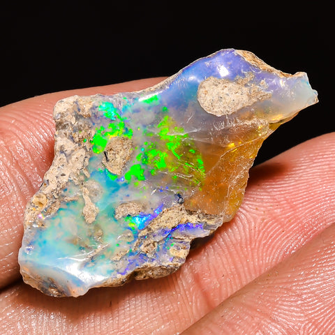 100% Natural Welo Fire Ethiopian Opal Rough Loose Gemstone 31X18X6 MM 16 Cts. Sunkarton