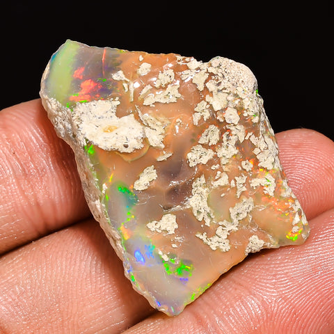 100% Natural Welo Fire Ethiopian Opal Rough Loose Gemstone 32X22X10 MM 32.5 Cts. Sunkarton