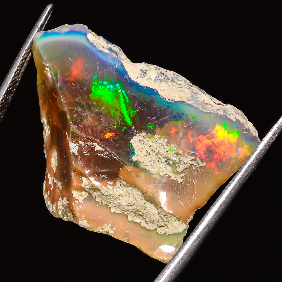 100% Natural Welo Fire Ethiopian Opal Rough Loose Gemstone 32X22X10 MM 32.5 Cts. Sunkarton