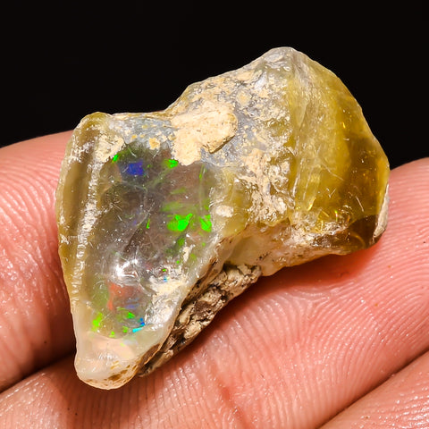 100% Natural Welo Fire Ethiopian Opal Rough Loose Gemstone 26X14X12 MM 24 Cts. Sunkarton