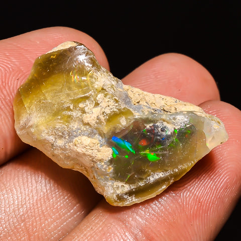 100% Natural Welo Fire Ethiopian Opal Rough Loose Gemstone 26X14X12 MM 24 Cts. Sunkarton