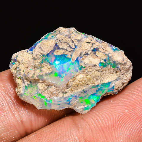 100% Natural Welo Fire Ethiopian Opal Rough Loose Gemstone 24X16X7 MM 13.5 Cts. Sunkarton