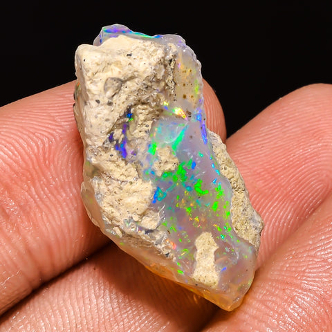 100% Natural Welo Fire Ethiopian Opal Rough Loose Gemstone 27X12X10 MM 18.5 Cts. Sunkarton