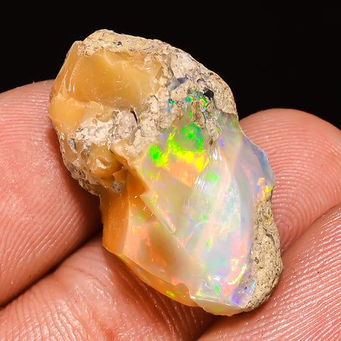 100% Natural Welo Fire Ethiopian Opal Rough Loose Gemstone 23X12X10 MM 13 Cts. Sunkarton