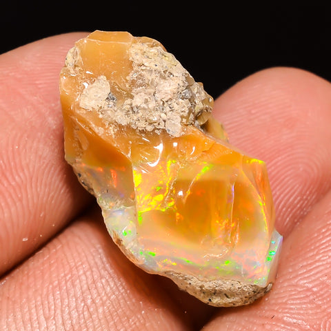 100% Natural Welo Fire Ethiopian Opal Rough Loose Gemstone 23X12X10 MM 13 Cts. Sunkarton
