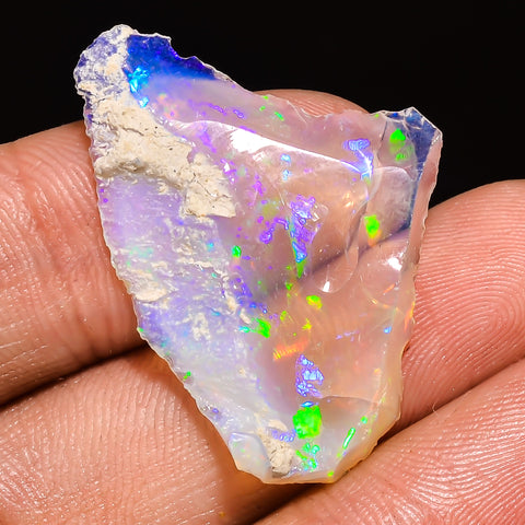 100% Natural Welo Fire Ethiopian Opal Rough Loose Gemstone 32X23X3 MM 11.5 Cts. Sunkarton