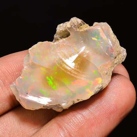 100% Natural Welo Fire Ethiopian Opal Rough Loose Gemstone 34X21X16 MM 51 Cts. Sunkarton