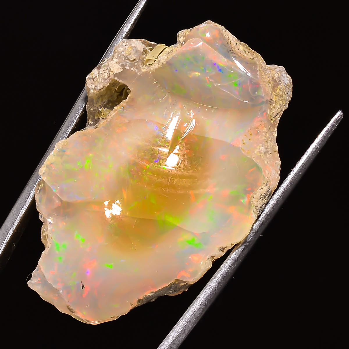 100% Natural Welo Fire Ethiopian Opal Rough Loose Gemstone 34X21X16 MM 51 Cts. Sunkarton
