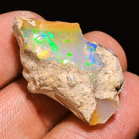 100% Natural Welo Fire Ethiopian Opal Rough Loose Gemstone 26X14X12 MM 20.5 Cts. Sunkarton