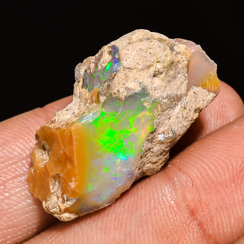 100% Natural Welo Fire Ethiopian Opal Rough Loose Gemstone 26X14X12 MM 20.5 Cts. Sunkarton