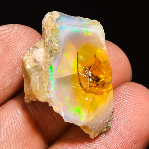 100% Natural Welo Fire Ethiopian Opal Rough Loose Gemstone 24X20X14 MM 22 Cts. Sunkarton
