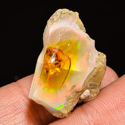 100% Natural Welo Fire Ethiopian Opal Rough Loose Gemstone 24X20X14 MM 22 Cts. Sunkarton