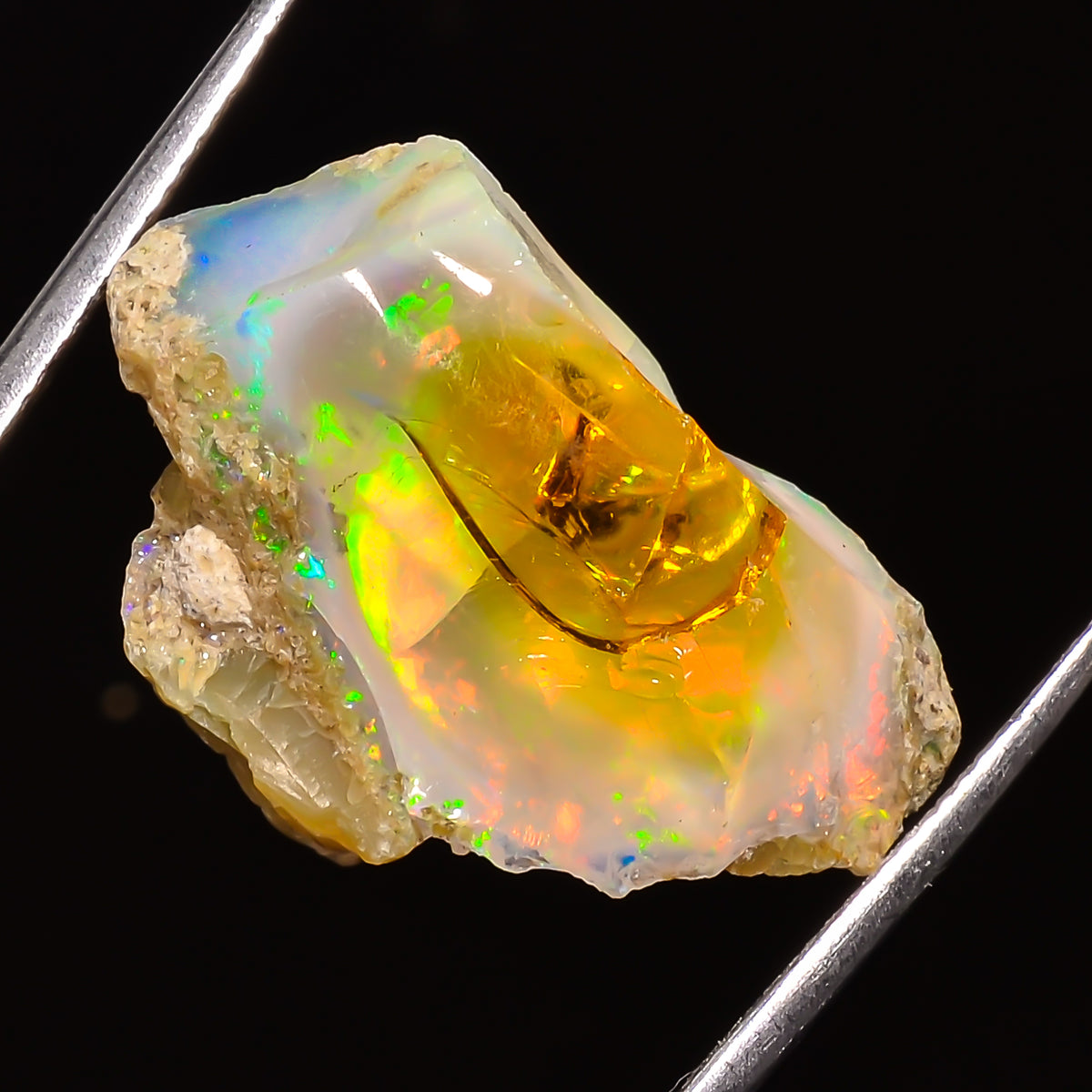 100% Natural Welo Fire Ethiopian Opal Rough Loose Gemstone 24X20X14 MM 22 Cts. Sunkarton