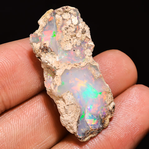 100% Natural Welo Fire Ethiopian Opal Rough Loose Gemstone 33X14X9 MM 19.5 Cts. Sunkarton