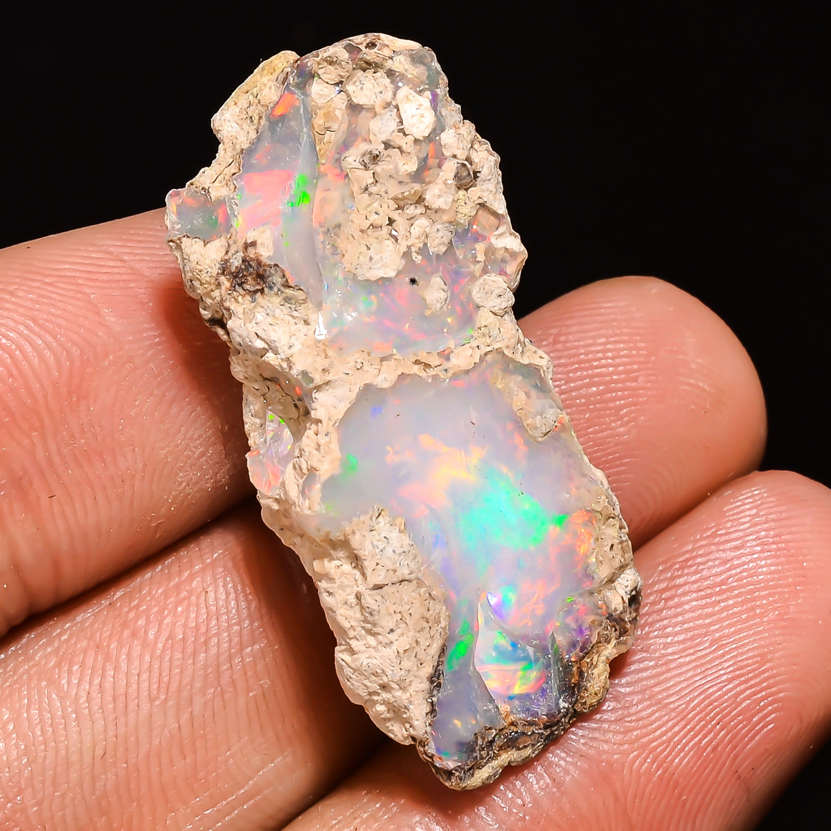 100% Natural Welo Fire Ethiopian Opal Rough Loose Gemstone 33X14X9 MM 19.5 Cts. Sunkarton