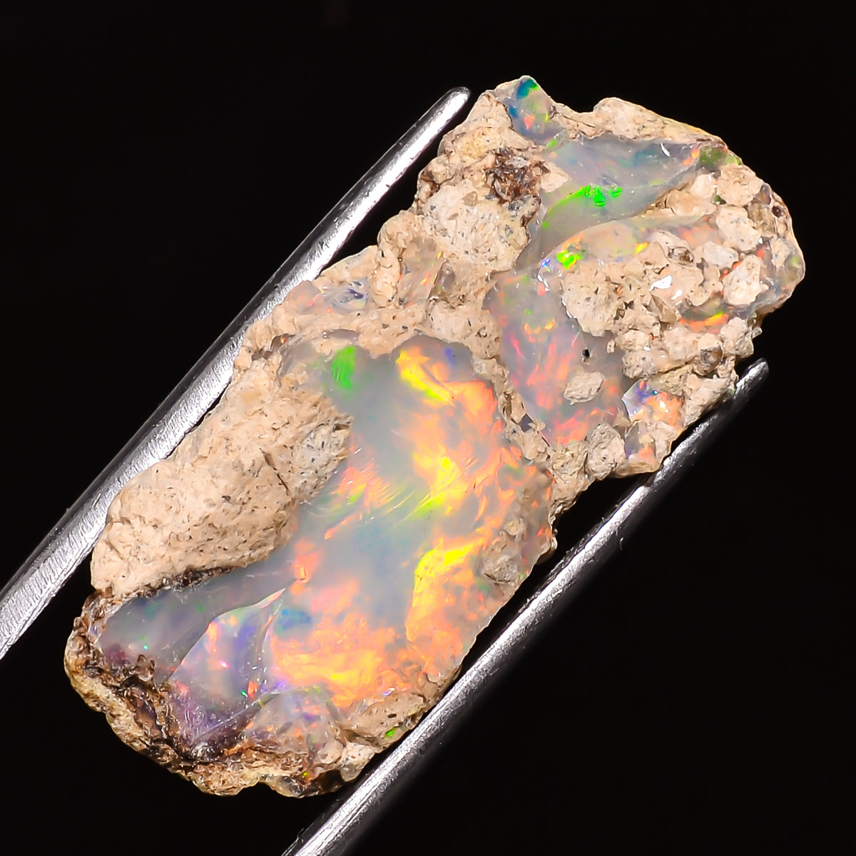 100% Natural Welo Fire Ethiopian Opal Rough Loose Gemstone 33X14X9 MM 19.5 Cts. Sunkarton