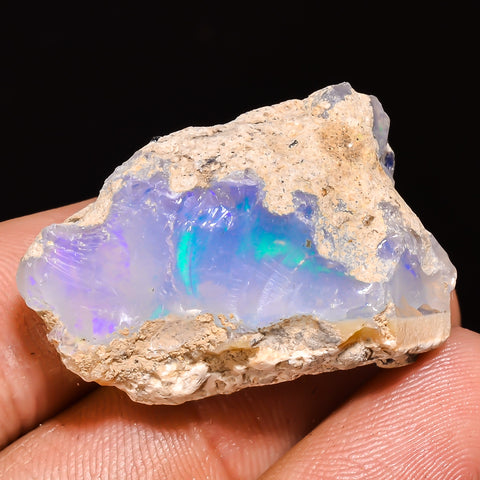 100% Natural Welo Fire Ethiopian Opal Rough Loose Gemstone 30X20X15 MM 39 Cts. Sunkarton