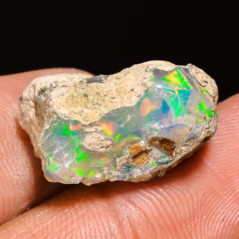 100% Natural Welo Fire Ethiopian Opal Rough Loose Gemstone 18X10X11 MM 10 Cts. Sunkarton
