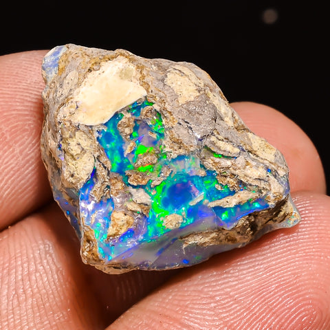 100% Natural Welo Fire Ethiopian Opal Rough Loose Gemstone 24X18X11 MM 21.5 Cts. Sunkarton