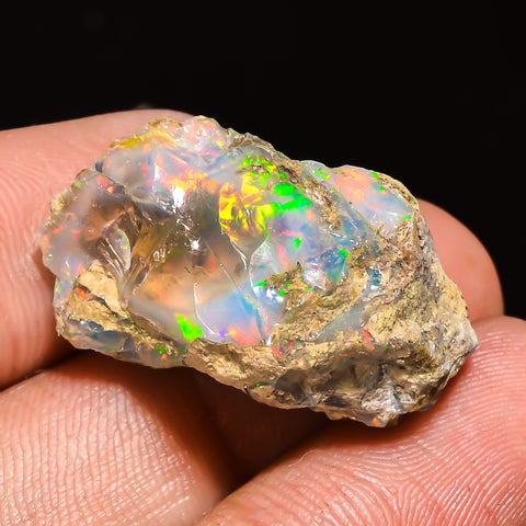 100% Natural Welo Fire Ethiopian Opal Rough Loose Gemstone 26X14X14 MM 25 Cts. Sunkarton