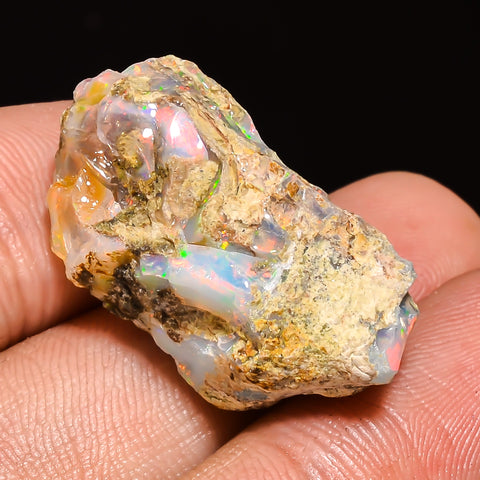 100% Natural Welo Fire Ethiopian Opal Rough Loose Gemstone 26X14X14 MM 25 Cts. Sunkarton