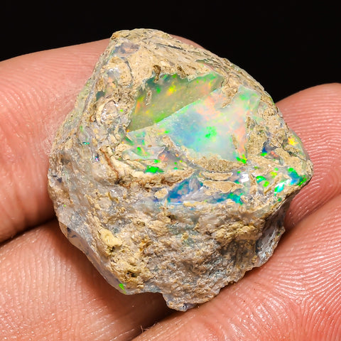 100% Natural Welo Fire Ethiopian Opal Rough Loose Gemstone 25X21X10 MM 28 Cts. Sunkarton
