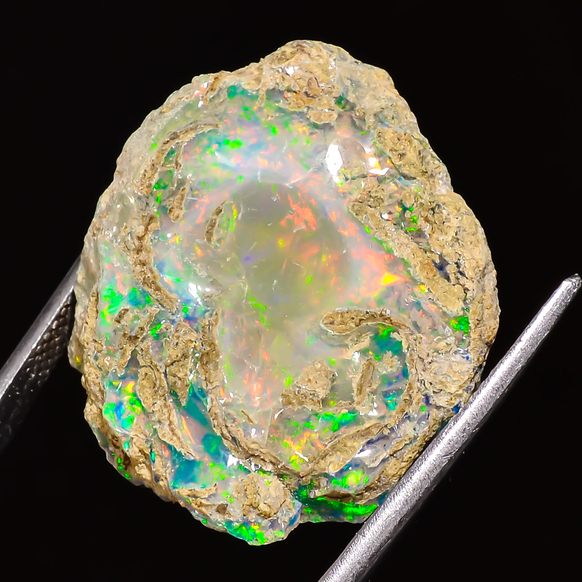 100% Natural Welo Fire Ethiopian Opal Rough Loose Gemstone 25X21X10 MM 28 Cts. Sunkarton