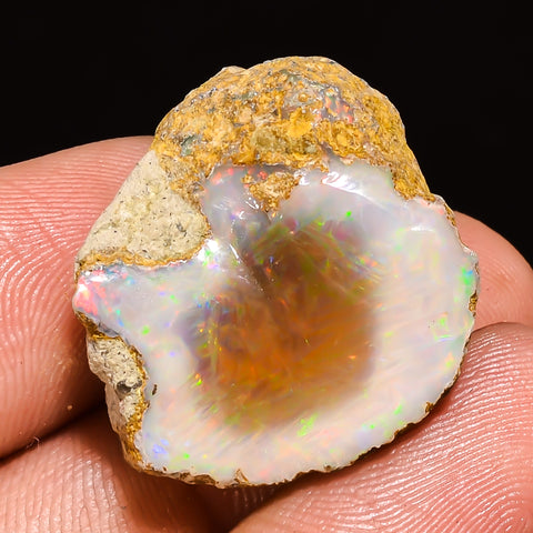 100% Natural Welo Fire Ethiopian Opal Rough Loose Gemstone 23X20X13 MM 25.5 Cts. Sunkarton