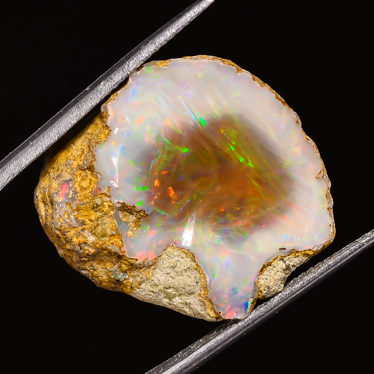 100% Natural Welo Fire Ethiopian Opal Rough Loose Gemstone 23X20X13 MM 25.5 Cts. Sunkarton