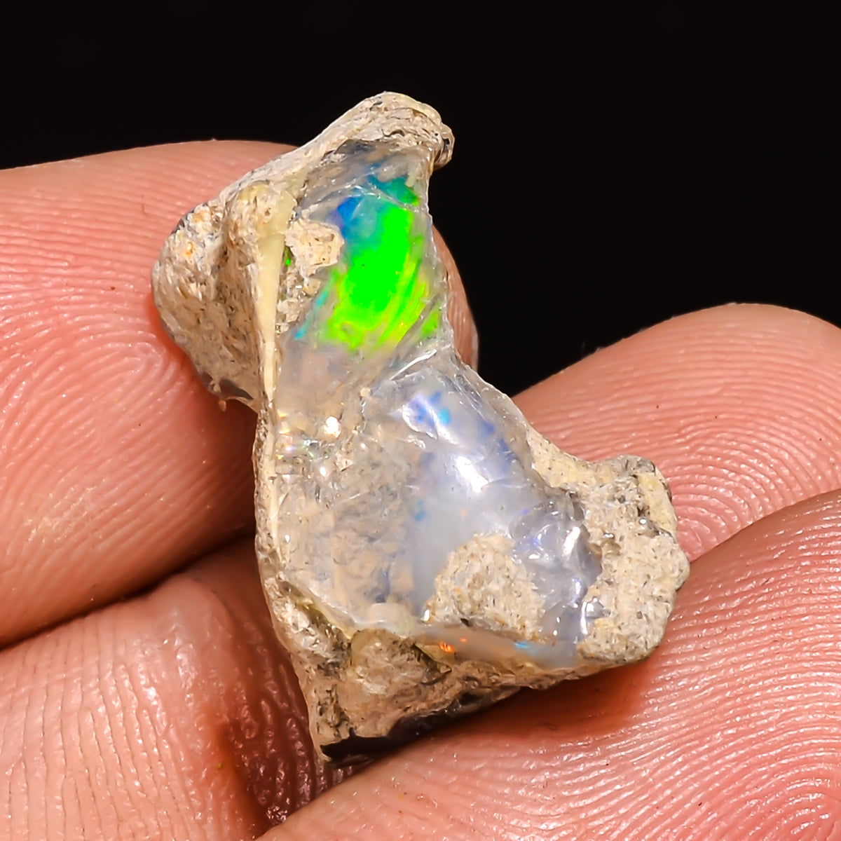 100% Natural Welo Fire Ethiopian Opal Rough Loose Gemstone 20X12X11 MM 10.5 Cts. Sunkarton