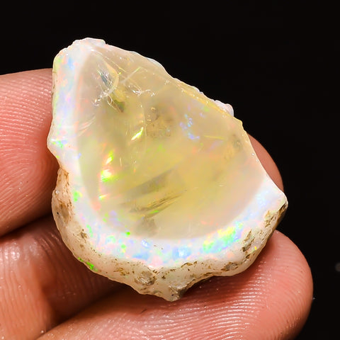 100% Natural Welo Fire Ethiopian Opal Rough Loose Gemstone 25X18X12 MM 24.5 Cts. Sunkarton