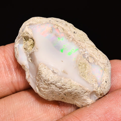 100% Natural Welo Fire Ethiopian Opal Rough Loose Gemstone 32X22X10 MM 27 Cts. Sunkarton