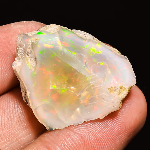 100% Natural Welo Fire Ethiopian Opal Rough Loose Gemstone 25X21X15 MM 30.5 Cts. Sunkarton