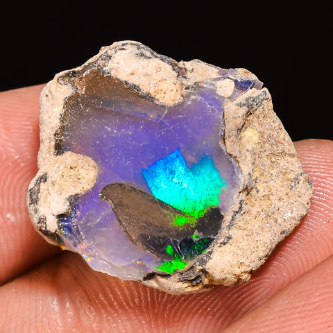 100% Natural Welo Fire Ethiopian Opal Rough Loose Gemstone 22X16X6 MM 10.5 Cts. Sunkarton