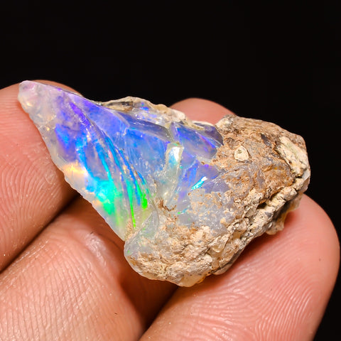 100% Natural Welo Fire Ethiopian Opal Rough Loose Gemstone 34X22X16 MM 53.5 Cts. Sunkarton