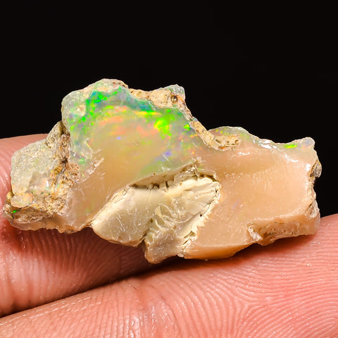 100% Natural Welo Fire Ethiopian Opal Rough Loose Gemstone 26X14X9 MM 12 Cts. Sunkarton