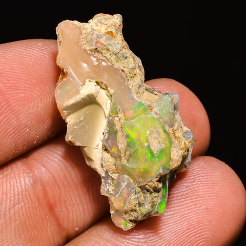 100% Natural Welo Fire Ethiopian Opal Rough Loose Gemstone 26X14X9 MM 12 Cts. Sunkarton