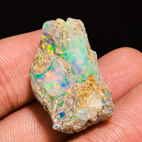 100% Natural Welo Fire Ethiopian Opal Rough Loose Gemstone 24X15X9 MM 15 Cts. Sunkarton