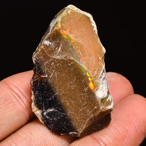 100% Natural Welo Fire Ethiopian Opal Rough Loose Gemstone 38X24X17 MM 54 Cts. Sunkarton