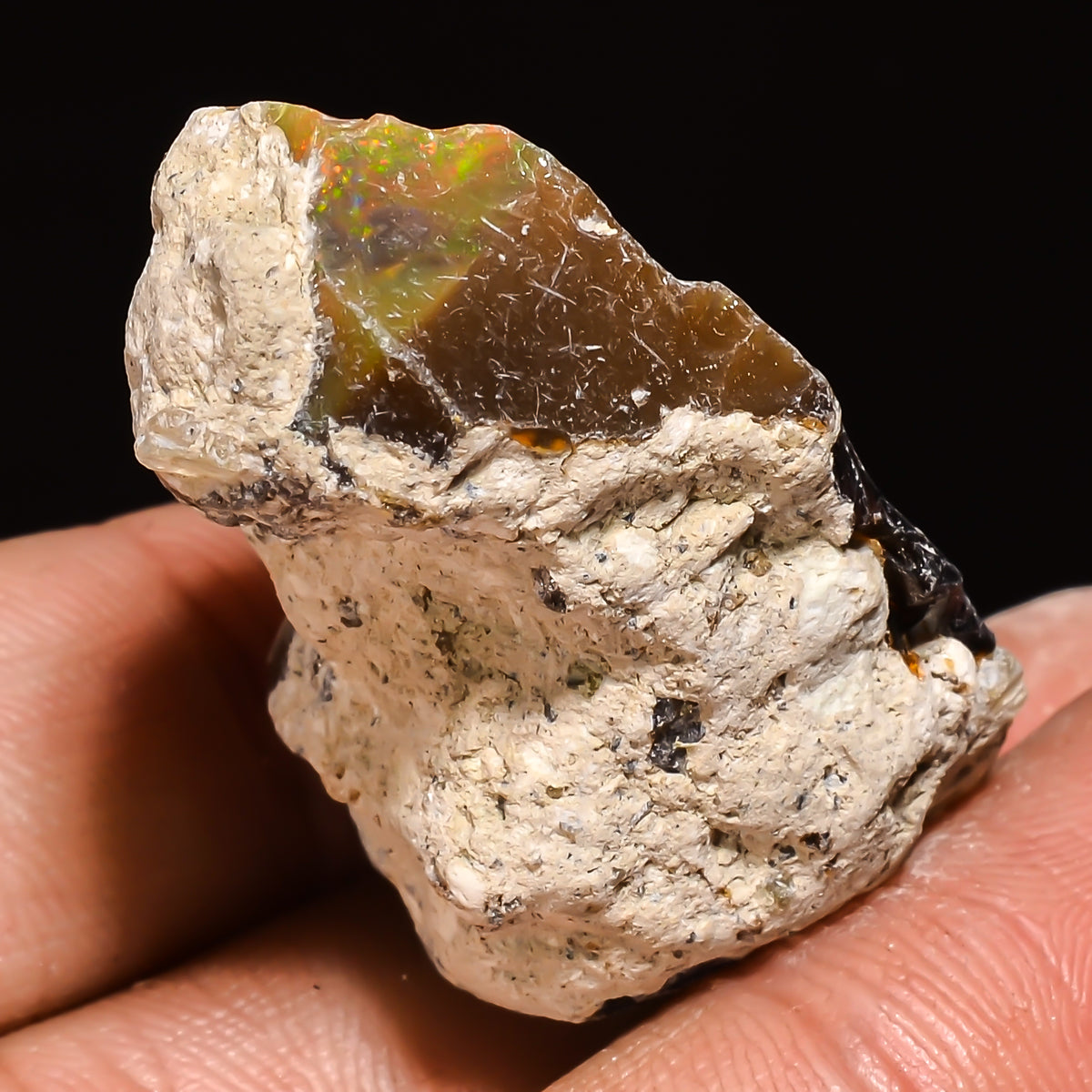 100% Natural Welo Fire Ethiopian Opal Rough Loose Gemstone 38X24X17 MM 54 Cts. Sunkarton