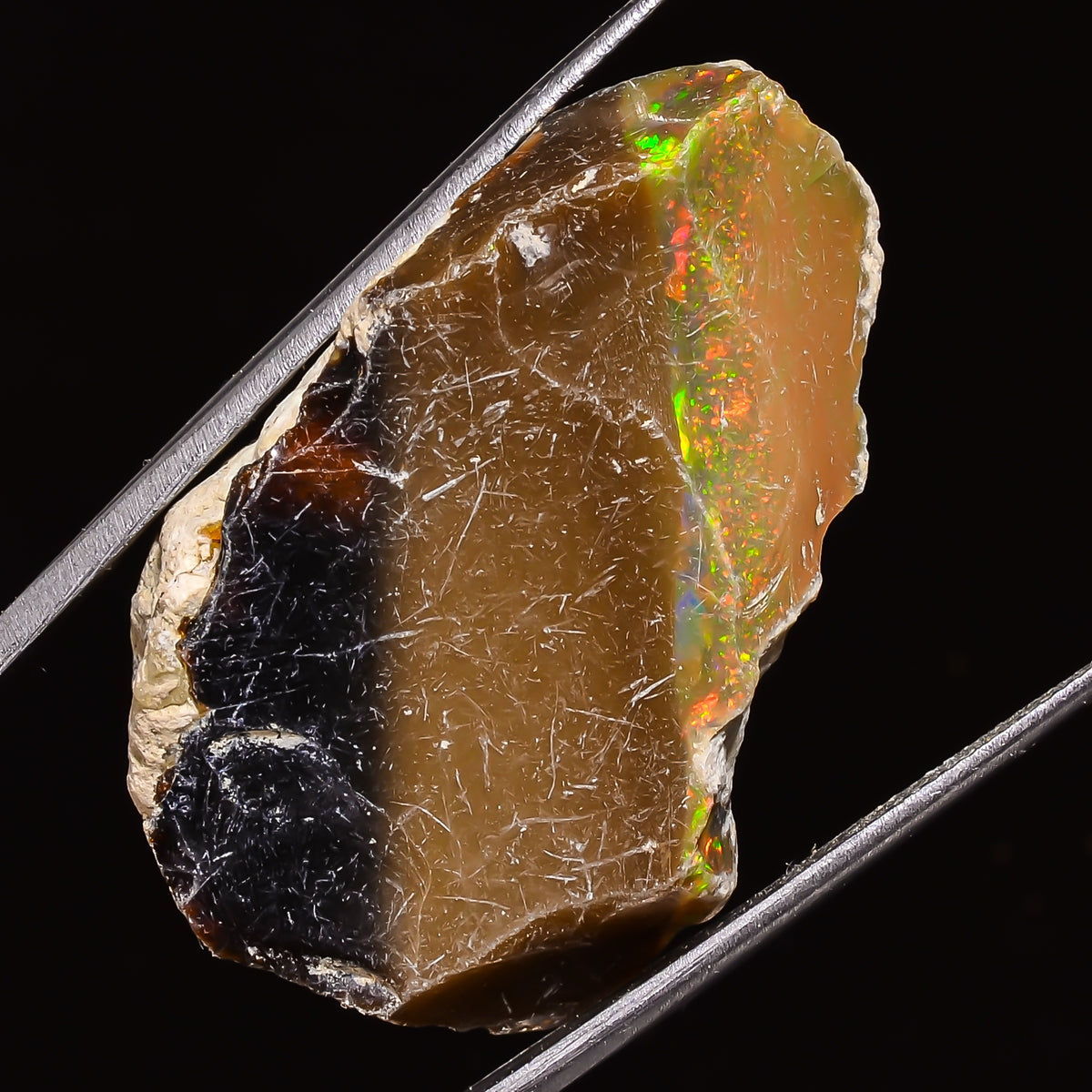 100% Natural Welo Fire Ethiopian Opal Rough Loose Gemstone 38X24X17 MM 54 Cts. Sunkarton