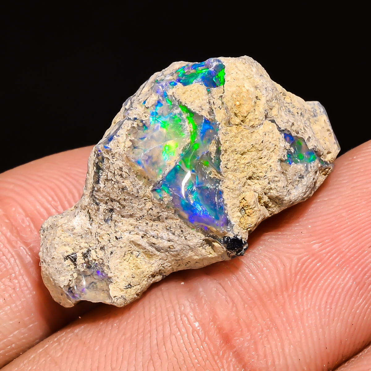 100% Natural Welo Fire Ethiopian Opal Rough Loose Gemstone 26X16X14 MM 22 Cts. Sunkarton