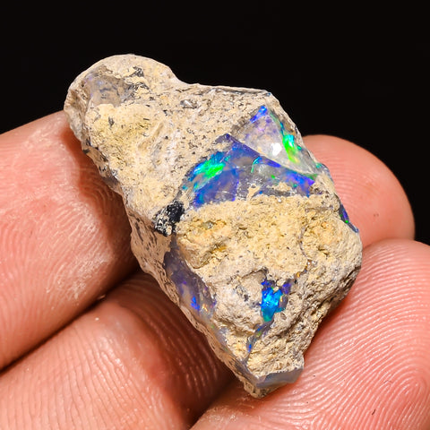 100% Natural Welo Fire Ethiopian Opal Rough Loose Gemstone 26X16X14 MM 22 Cts. Sunkarton