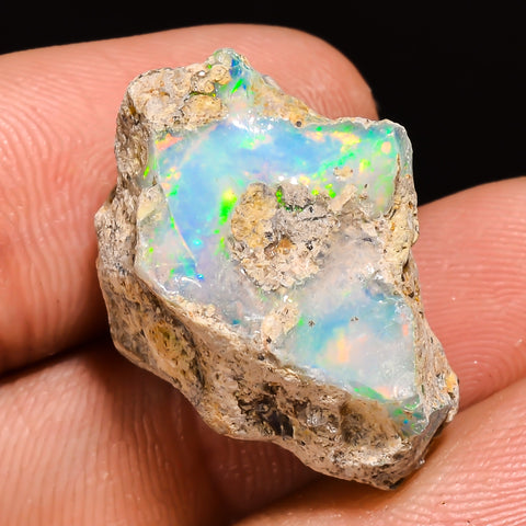 100% Natural Welo Fire Ethiopian Opal Rough Loose Gemstone 23X18X13 MM 18.5 Cts. Sunkarton