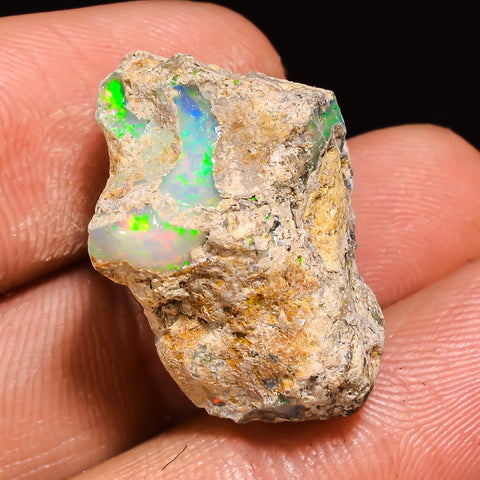 100% Natural Welo Fire Ethiopian Opal Rough Loose Gemstone 23X18X13 MM 18.5 Cts. Sunkarton