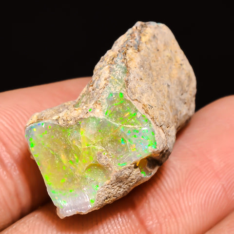 100% Natural Welo Fire Ethiopian Opal Rough Loose Gemstone 25X13X13 MM 22.5 Cts. Sunkarton