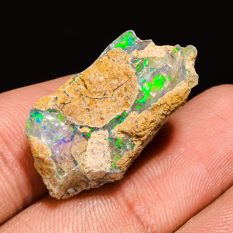 100% Natural Welo Fire Ethiopian Opal Rough Loose Gemstone 25X13X13 MM 16 Cts. Sunkarton