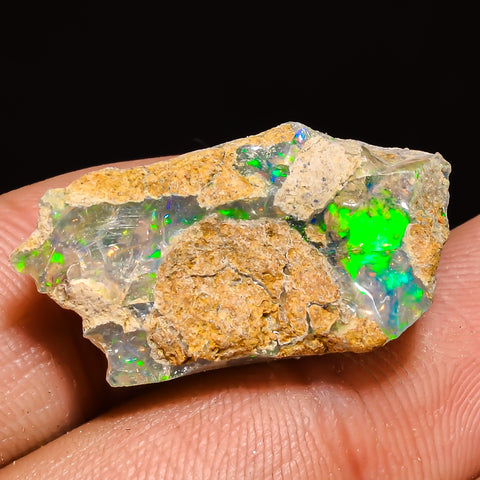 100% Natural Welo Fire Ethiopian Opal Rough Loose Gemstone 25X13X13 MM 16 Cts. Sunkarton